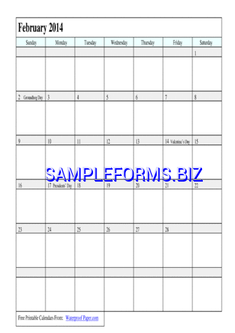 February 2014 Calendar 1 pdf free