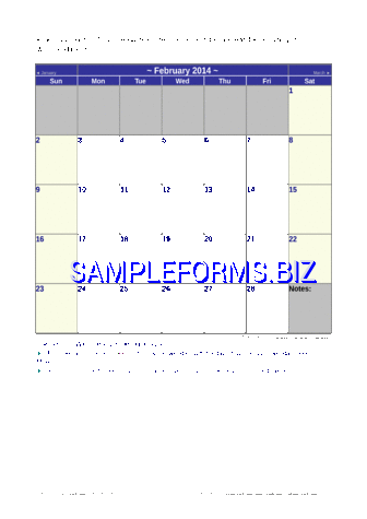 February 2014 Calendar 2 doc pdf free